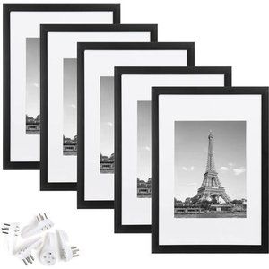 8x12 Picture Frame Set of 5,Display Pictures 6x8 with Mat or 8x12 Without Mat